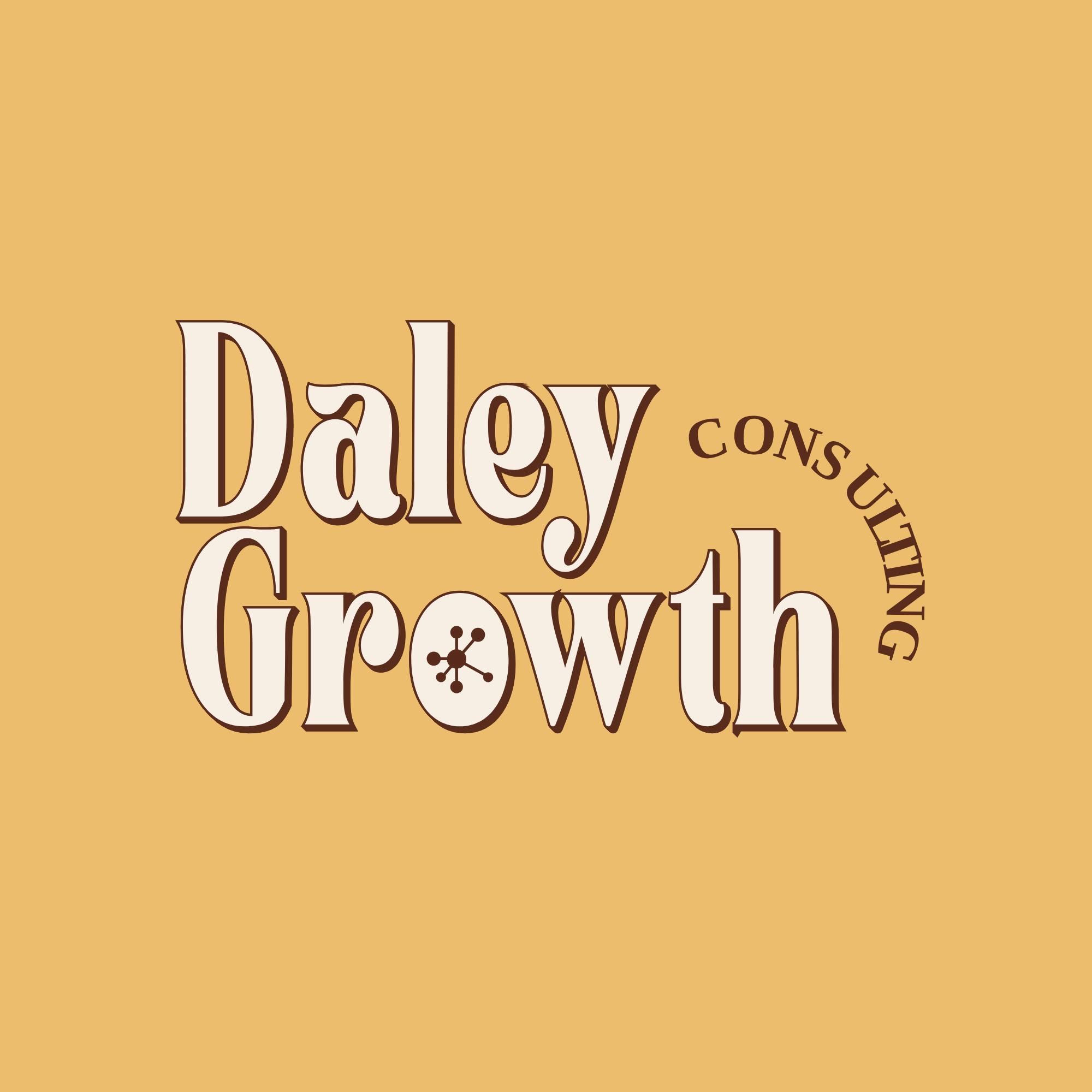 Daley Growth Consulting logo, cream on yellow
